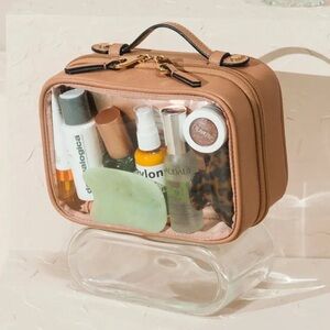 Calpak Brown Small Clear Cosmetics Case